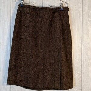 Good Clothes Brown Midi Pencil Skirt Matching Belt SZ 6 Dark Academia EUC
